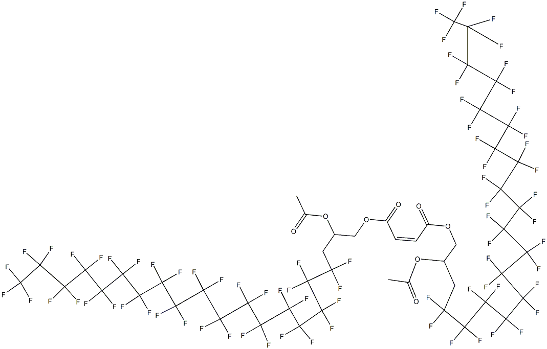 Maleic acid bis(2-acetyloxy-4,4,5,5,6,6,7,7,8,8,9,9,10,10,11,11,12,12,13,13,14,14,15,15,16,16,17,17,18,18,19,19,20,20,21,21,21-heptatriacontafluorohenicosyl) ester Struktur