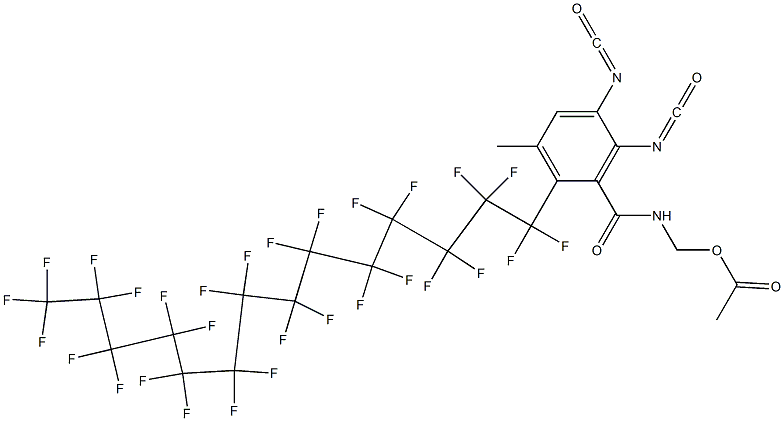 N-(アセチルオキシメチル)-2-(ノナコサフルオロテトラデシル)-5,6-ジイソシアナト-3-メチルベンズアミド 化学構造式