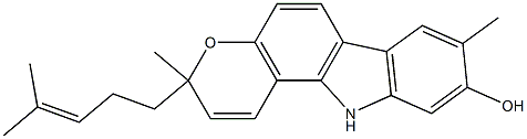 3,11-ジヒドロ-3,8-ジメチル-3-(4-メチル-3-ペンテニル)ピラノ[3,2-a]カルバゾール-9-オール 化学構造式
