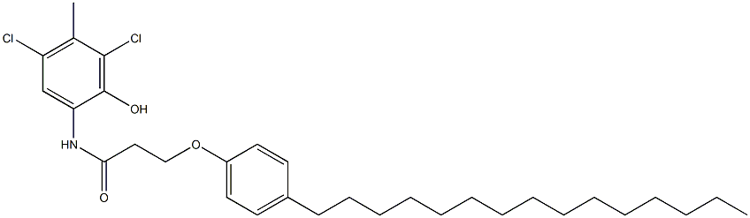 2-[3-(4-ペンタデシルフェノキシ)プロパノイルアミノ]-4,6-ジクロロ-5-メチルフェノール 化学構造式