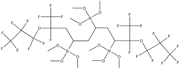 1,1,1,2,9,10,10,10-オクタフルオロ-3,5,7-トリス(トリメトキシシリル)-2,9-ビス(ヘプタフルオロプロポキシ)デカン 化学構造式