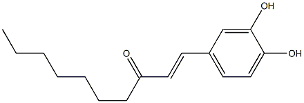 (E)-1-(3,4-ジヒドロキシフェニル)-1-デセン-3-オン 化学構造式