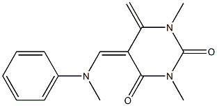 (Z)-5,6-Dihydro-6-methylene-5-(phenylmethylaminomethylene)-1,3-dimethylpyrimidine-2,4(1H,3H)-dione|