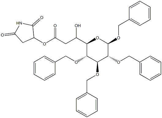 2-(1,2,3,4-Tetra-O-benzyl-beta-D-glucopyranos-6-yl)- acetic acid hydroxysuccinimidester Struktur