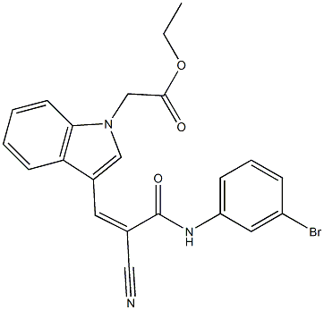 {3-[(Z)-2-(3-Bromo-phenylcarbamoyl)-2-cyano-vinyl]-indol-1-yl}-acetic acid ethyl ester Struktur