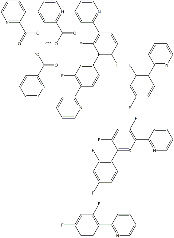 二(4,6-二氟苯基吡啶)(2-吡啶甲酸)合铱(III), , 结构式