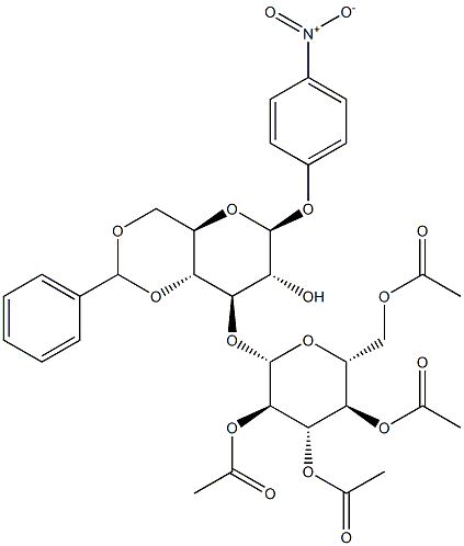 4-NITROPHENYL 4,6-O-BENZYLIDENE-3-O-(2,3,4,6-TETRA-O-ACETYL-BETA-D-GLUCOPYRANOSYL)-BETA-D-GLUCOPYRANOSIDE Structure