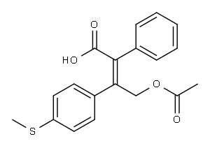4-acetoxy-3-(4-(methylthio)phenyl)-2-phenylbut-2-enoic acid Structure