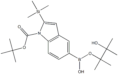 1-(tert-Butoxycarbonyl)-2-(trimethylsilyl)-1H-indol-5-ylboronic acid pinacol ester Struktur