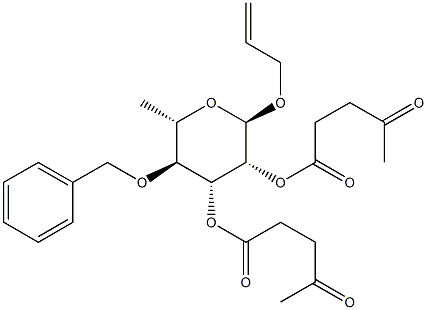 烯丙基4-O-苄基-2,3-二-O-乙酰丙酰基-Α-L-吡喃鼠李糖苷, , 结构式