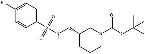 (S)-1-Boc-3-[(4-Bromo-benzenesulfonylamino)-methyl]-piperidine
 Struktur