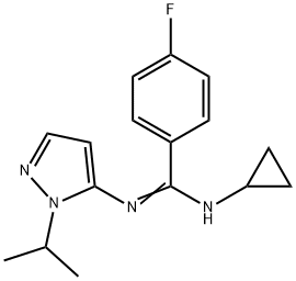 N-cyclopropyl-4-fluoro-N'-[1-(propan-2-yl)-1H-pyrazol-5-yl]benzene-1-carboximidamide 结构式