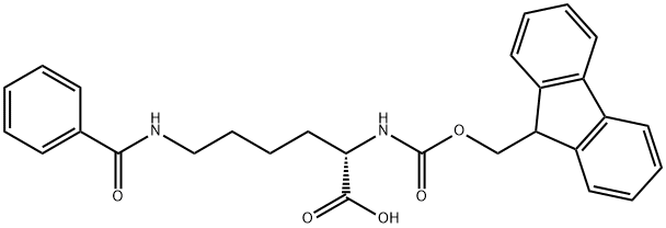 (2S)-2-({[(9H-fluoren-9-yl)methoxy]carbonyl}amino)-6-(phenylformamido)hexanoic acid 化学構造式