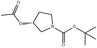 1-Pyrrolidinecarboxylic acid, 3-(acetyloxy)-, 1,1-dimethylethyl ester, (3R)- 化学構造式