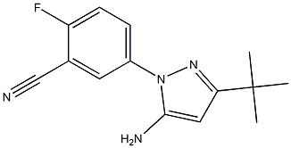 5-(5-amino-3-(tert-butyl)-1H-pyrazol-1-yl)-2-fluorobenzonitrile,1020173-97-0,结构式