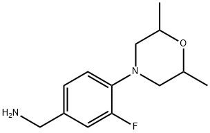 4-(2,6-二甲基吗啉-4-基)-3-氟苯基]甲胺, 1037161-46-8, 结构式