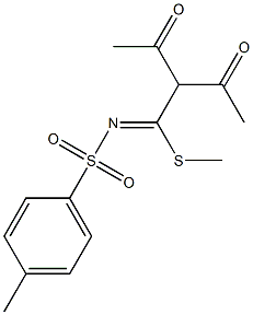 N-[2-acetyl-1-(methylsulfanyl)-3-oxobutylidene]-4-methylbenzenesulfonamide Struktur