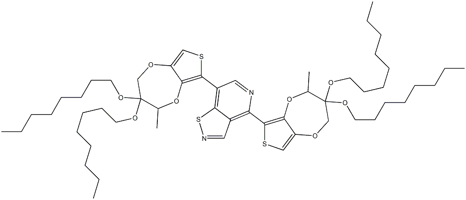 4,7-Bis-(3,3-bis-octyloxymethyl-3,4-dihydro-2H-thieno[3,4-b][1,4]dioxepin-6-yl)-benzo[1,2,5]thiadiazole 结构式