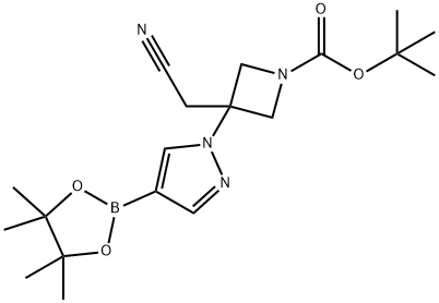 tert-butyl 3-(cyanomethyl)-3-(4-(4,4,5,5-tetramethyl-1,3,2-dioxaborolan-2-yl)-1H-pyrazol-1-yl)azetidine-1-carboxylate Structure