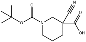 1-(tert-Butoxycarbonyl)-3-cyanopiperidine-3-carboxylic acid Struktur