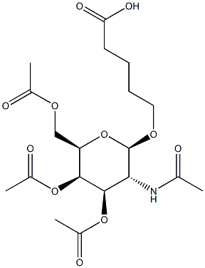 5-[[(2R,3R,4R,5R,6R)-3-乙酰氨基-4,5-二乙酰氧基-6-(乙酰氧基甲基)-2-四氢吡喃基]氧基]戊酸 结构式