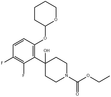 ethyl 4-(2,3-difluoro-6-((tetrahydro-2H-pyran-2-yl)oxy)phenyl)-4-hydroxypiperidine-1-carboxylate,1161838-18-1,结构式
