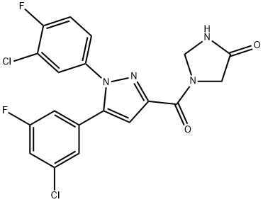 4-Imidazolidinone, 1-[[1-(3-chloro-4-fluorophenyl)-5-(3-chloro-5-fluorophenyl)-1H-pyrazol-3-yl]carbonyl]- Structure