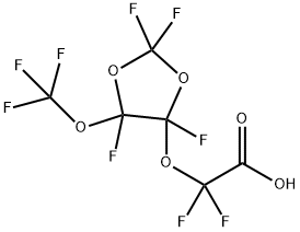 Difluoro{[2,2,4,5-tetrafluoro-5-(trifluoromethoxy)-1,3-dioxolan-4-yl]oxy}acetic acid Struktur