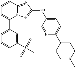 5-(3-(methylsulfonyl)phenyl)-N-(6-(piperidin-4-yl)pyridin-3-yl)-[1,2,4]triazolo[1,5-a]pyridin-2-amine 结构式