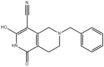 6-benzyl-1,3-dihydroxy-5,6,7,8-tetrahydro-2,6-naphthyridine-4-carbonitrile,1225069-93-1,结构式