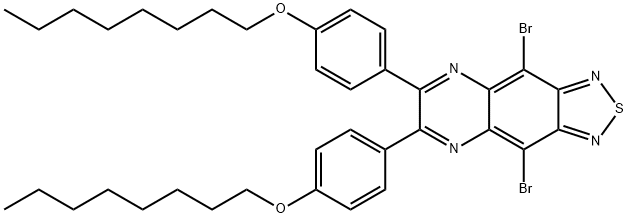 4,9-dibromo-6,7-bis(4-(octyloxy)phenyl)-[1,2,5]thiadiazolo[3,4-g]quinoxaline, 1233872-22-4, 结构式