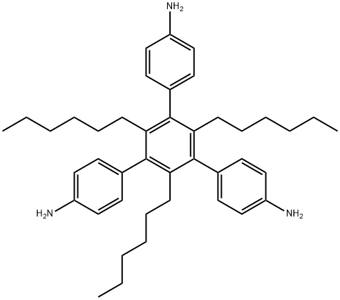 1,3,5-trihexyl-2,4,6-tris(4-aminophenyl)benzene 结构式