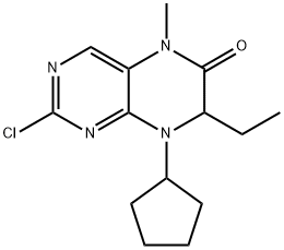 2-chloro-8-cyclopentyl-7-ethyl-5-methyl-7,8-dihydropteridin-6(5H)-one,1262965-39-8,结构式