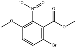 6-ブロモ-3-メトキシ-2-ニトロ安息香酸メチル 化学構造式