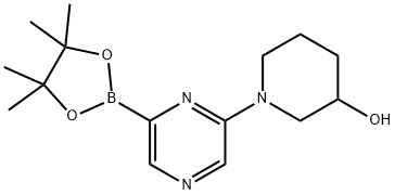 6-(3-HYDROXYPIPERIDIN-1-YL)PYRAZINE-2-BORONIC ACID PINACOL ESTER Structure