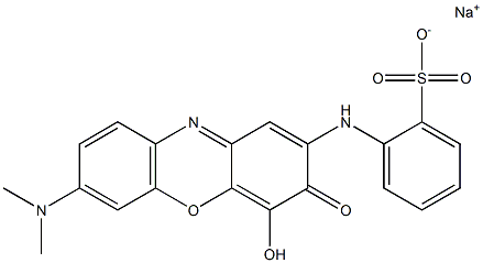 Benzenesulfonic acid, [[7-(dimethylamino)-4-hydroxy-3-oxo-3H-phenoxazin-2-yl]amino]-, monosodium salt (9CI) Structure