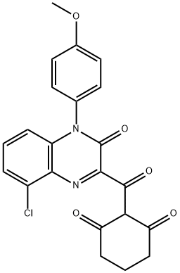 1,3-Cyclohexanedione, 2-[[8-chloro-3,4-dihydro-4-(4-methoxyphenyl)-3-oxo-2-quinoxalinyl]carbonyl]- Structure