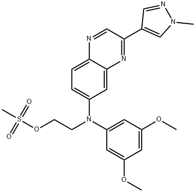 2-((3,5-dimethoxyphenyl)(3-(1-methyl-1H-pyrazol-4-yl)quinoxalin-6-yl)amino)ethyl methanesulfonate Structure