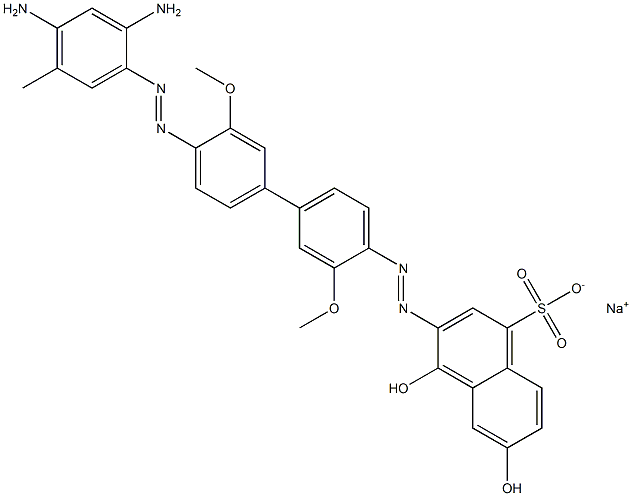 1-Naphthalenesulfonic acid, 3-[[4'-[(2,4-diamino-5-methylphenyl)azo]-3,3'-dimethoxy[1,1'-biphenyl]-4-yl]azo]-4,6-dihydroxy-, monosodium salt Structure