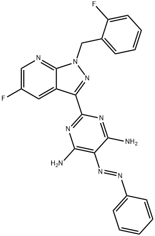 2-[5-fluoro-1-(2-fluorobenzyl)-1H-pyrazolo[3,4-b]pyridin-3-yl]-5-[(E)-phenyldiazenyl]pyrimidine-4,6-diamine