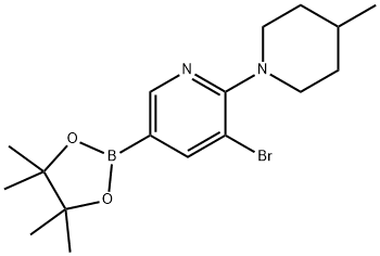 5-Bromo-6-(4-methylpiperidin-1-yl)pyridine-3-boronic acid pinacol ester Struktur