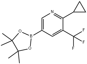 2-cyclopropyl-5-(4,4,5,5-tetramethyl-1,3,2-dioxaborolan-2-yl)-3-(trifluoromethyl)pyridine, 1355071-84-9, 结构式