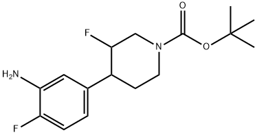tert-butyl 4-(3-amino-4-fluorophenyl)-3-fluoropiperidine-1-carboxylate Struktur