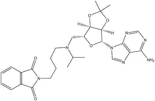2-(4-((((3aR,4R,6R,6aR)-6-(6-amino-9H-purin-9-yl)-2,2-dimethyltetrahydrofuro[3,4-d][1,3]dioxol-4-yl)methyl)(isopropyl)amino)butyl)isoindoline-1,3-dione,1381762-34-0,结构式
