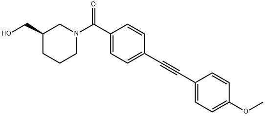 [(3R)-3-(Hydroxymethyl)-1-piperidinyl][4-[2-(4-methoxyphenyl)ethynyl]phenyl]-methanone, 1382481-79-9, 结构式