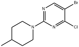 4-Chloro-5-bromo-2-(4-methylpiperidin-1-yl)pyrimidine 结构式