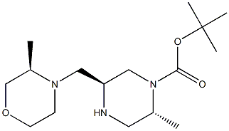 (2R,5S)-2-甲基-5-(((R)-3-甲基吗啉代)甲基)哌嗪-1-羧酸叔丁酯,1403902-78-2,结构式
