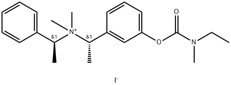 (S)-1-(3-(ethyl(methyl)carbamoyloxy)phenyl)-N,N-dimethyl-N-((S)-1-phenylethyl)ethanaminium iodide 化学構造式