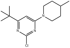 2-chloro-4-(4-methylpiperidin-1-yl)-6-(tert-butyl)pyrimidine Struktur