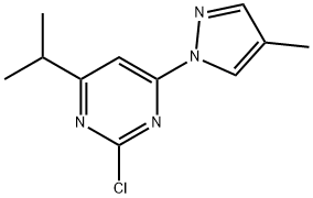 2-Chloro-4-(1H-4-methylpyrozol-1-yl)-6-(iso-propyl)pyrimidine, 1412958-91-8, 结构式